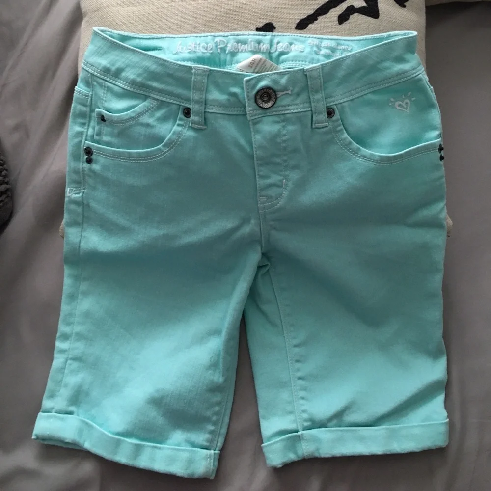 Girls justice Premium shorts 14R Teal Mint green